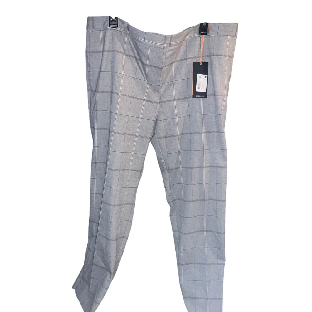 BOSS Orange C.Tachy Trousers NWT US 16 Grey Windowpane Quiet Luxury Old Money